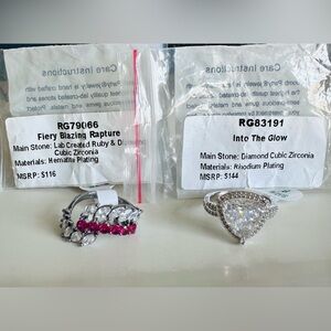 Bomb Party Lot of (3) rings-Size 8 Rhodium & Hematite-Great bundle!